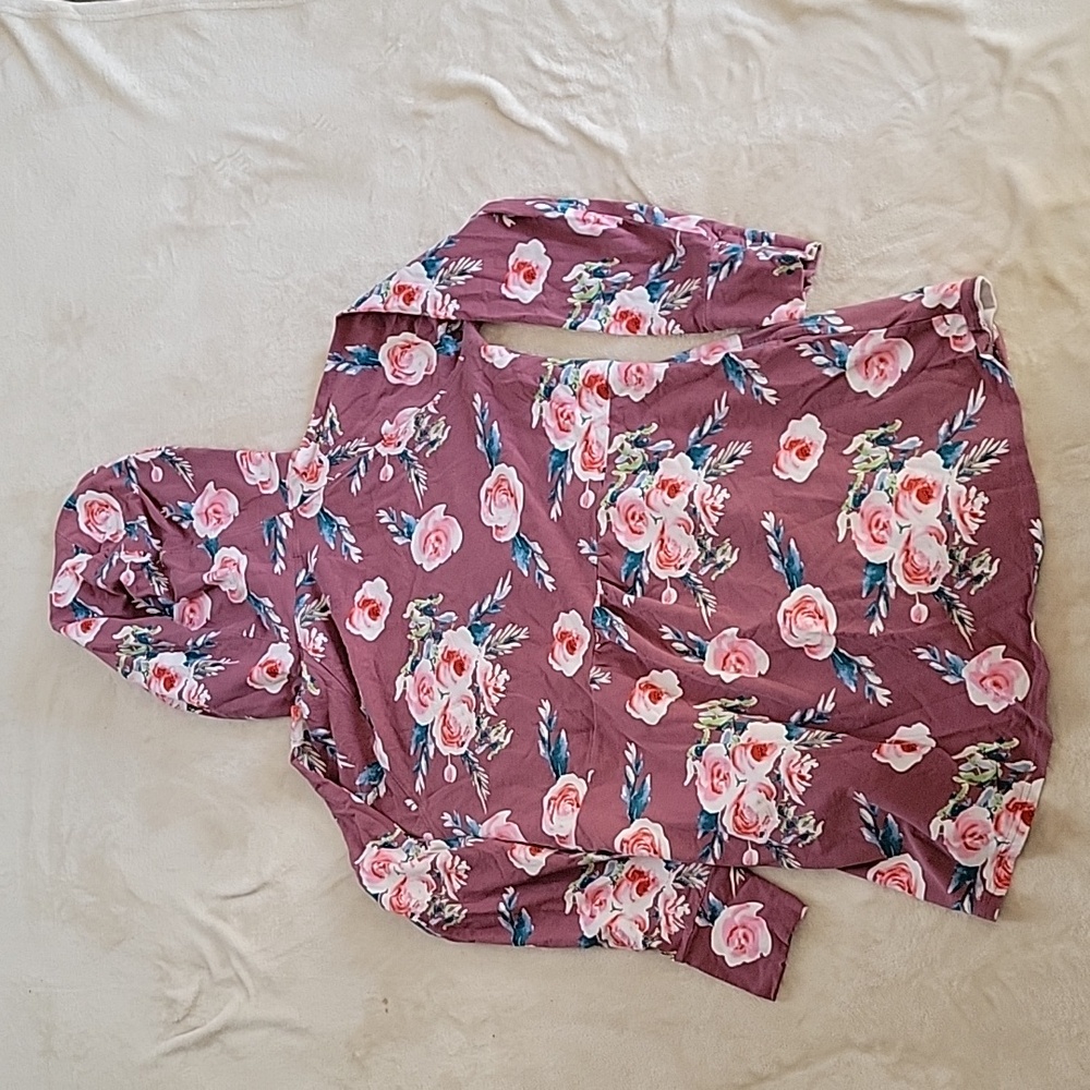 Latched Mama Floral Hoodie Top - Purple and Pink - Picture 5 of 5